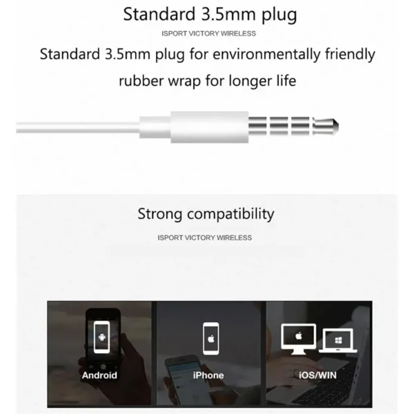 3.5mm Stereo In-Ear Headphones Sport Music Earbud Handfree Universal Wired Headset Earphones with Mic For Xiaomi Huawei Samsung - Image 4