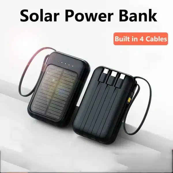 Xiaomi 50000mah Solar Power Bank Built Cables Fast Charger External Charger Powerbank With Led Light For Iphone Samsung Huawei - Image 4