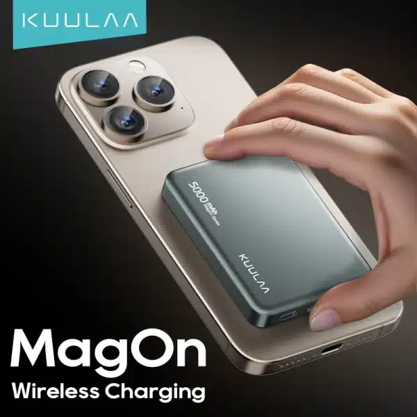 KUULAA Mini Magnetic Wireless Power Bank External Battery for iPhone 15, 14, 13, 12 Pro Max Magsafe Powerbank 5000mAh