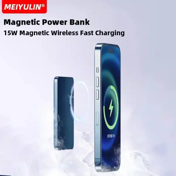 10000mAh Metal Magnetic Power Bank USB C PD 20W 5000mAh Slim Wireless External Spare Battery Fast Charging for iPhone 15 Samsung - Image 2